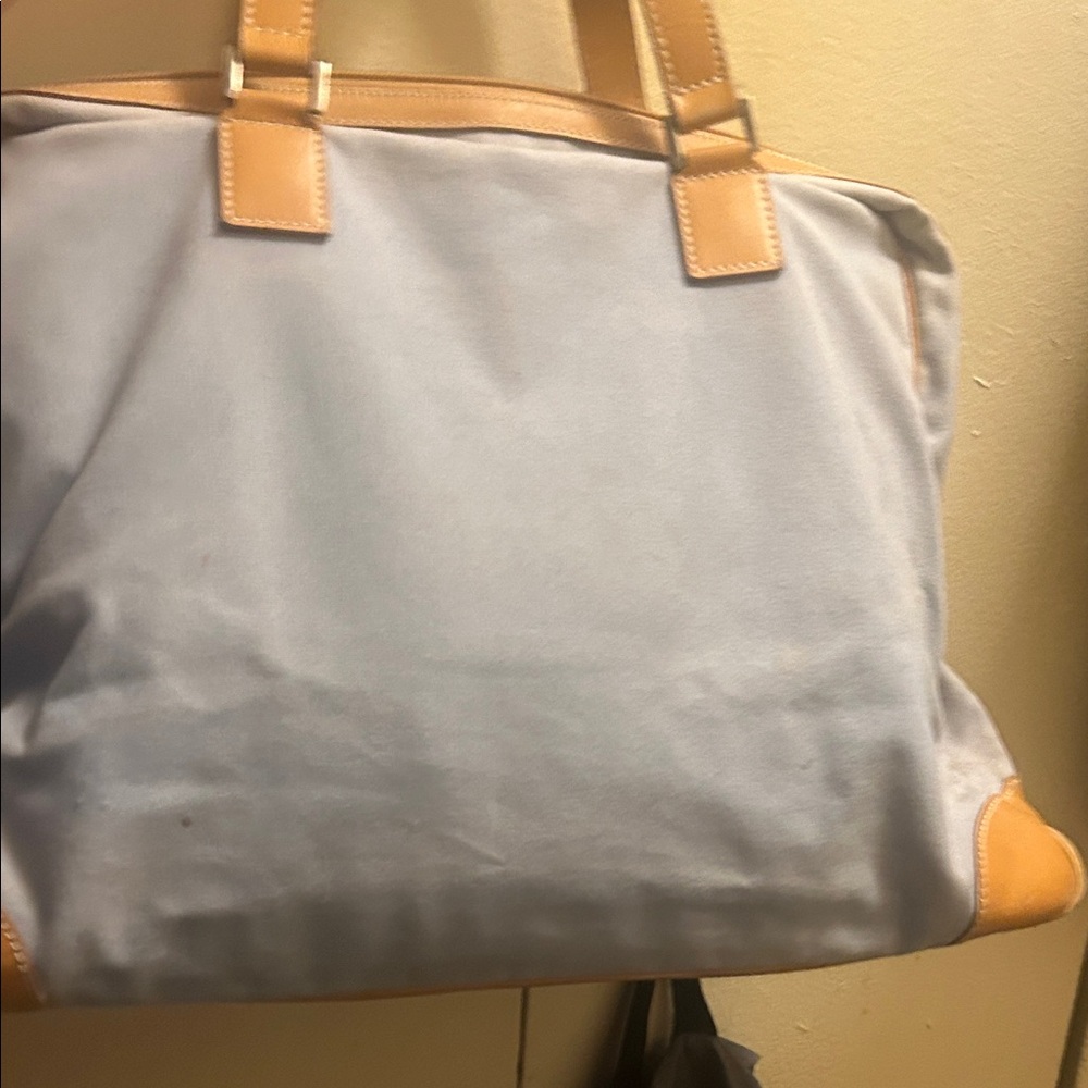 Lamberston Truex Brown Travel Bag made Italy great combo canvas a thick leather